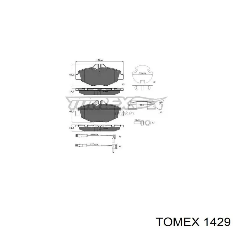Передние тормозные колодки 1429 Tomex