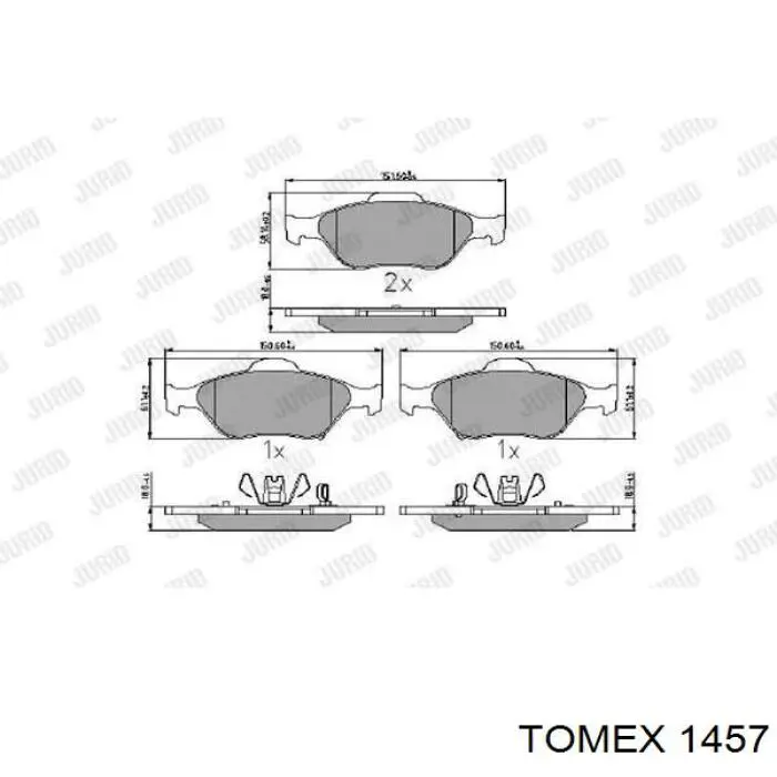 Передние тормозные колодки 1457 Tomex