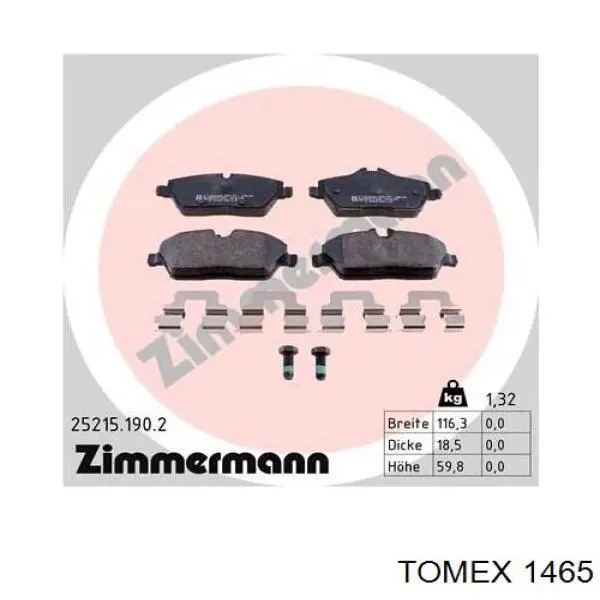Колодки дисковые  Tomex 1465 цена, от 16.80 USD