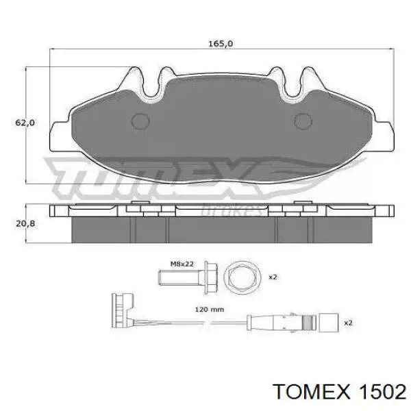 1502 Tomex передние тормозные колодки