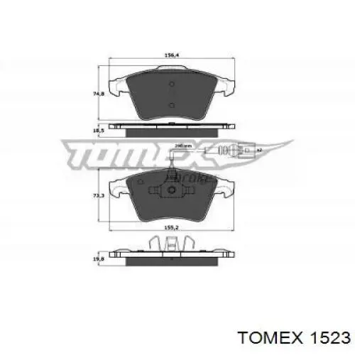 Передние тормозные колодки 1523 Tomex