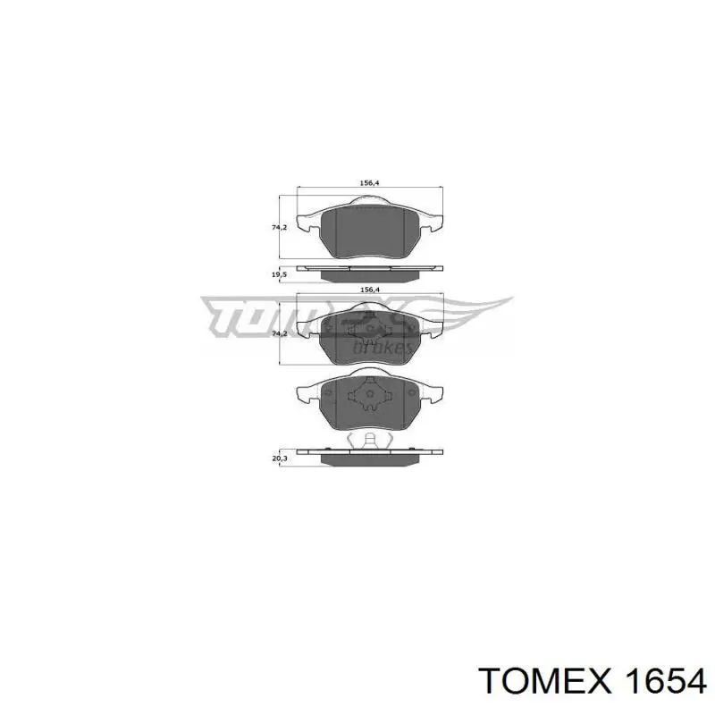1654 Tomex передние тормозные колодки