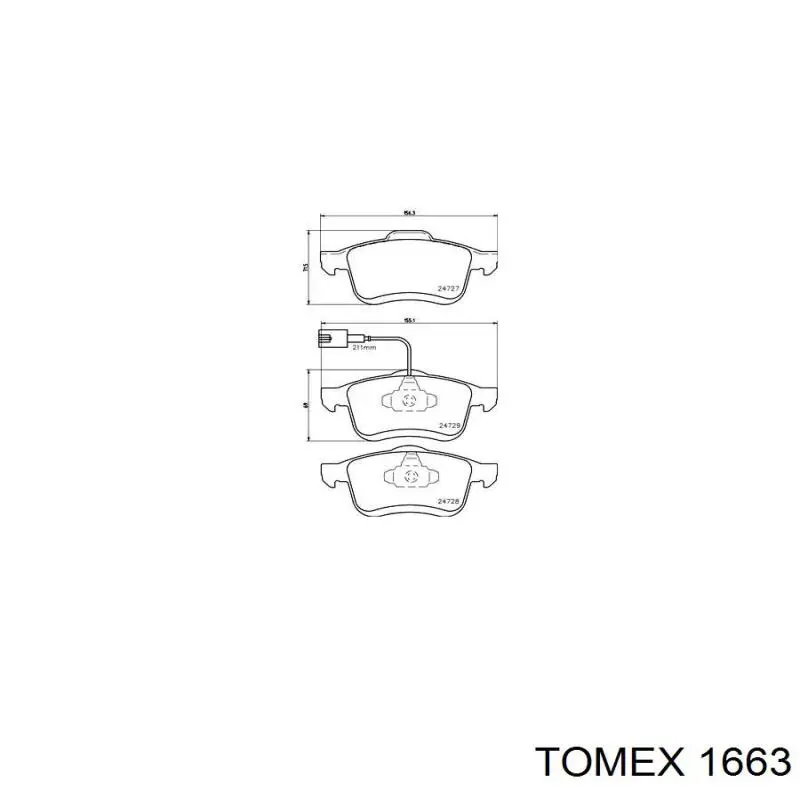 Передние тормозные колодки 1663 Tomex