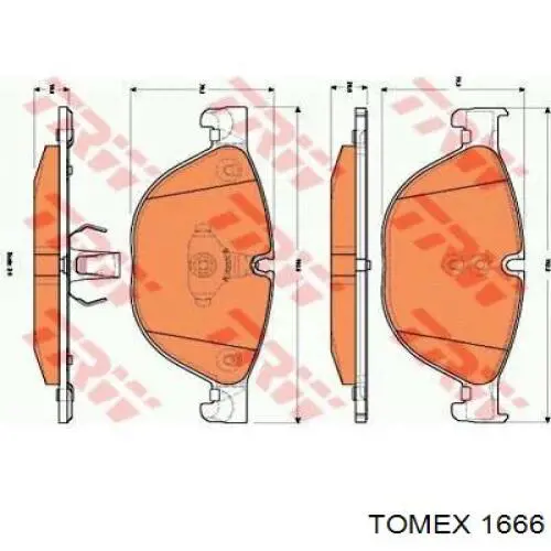 1666 Tomex колодки тормозные передние дисковые
