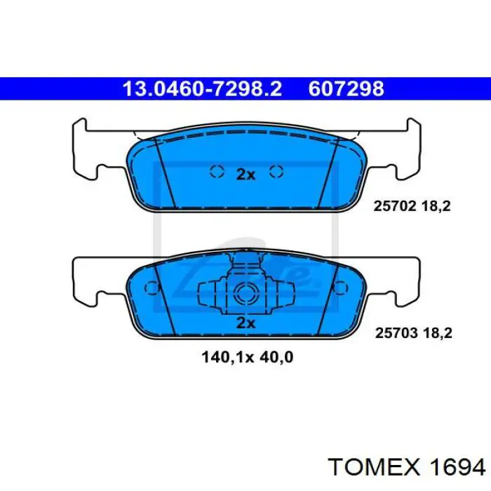 Передние тормозные колодки 1694 Tomex