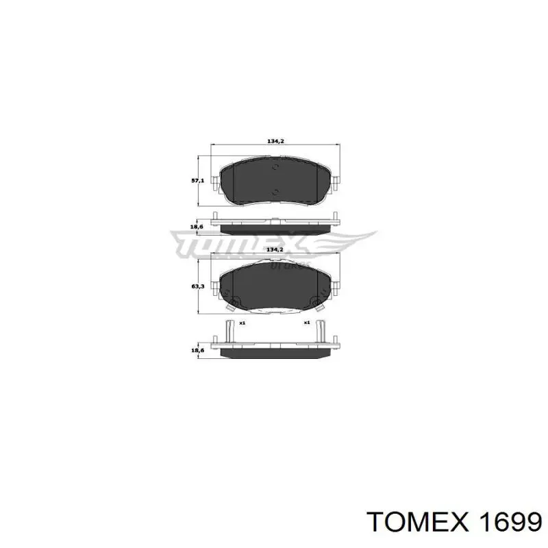 1699 Tomex колодки тормозные передние дисковые