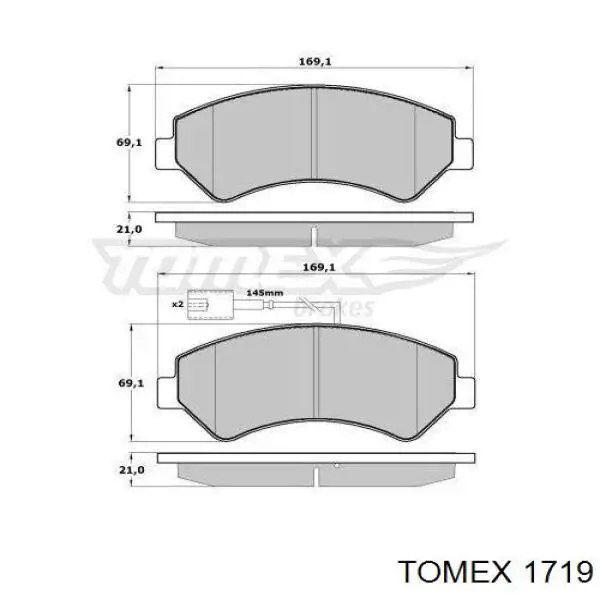 Передние тормозные колодки 1719 Tomex