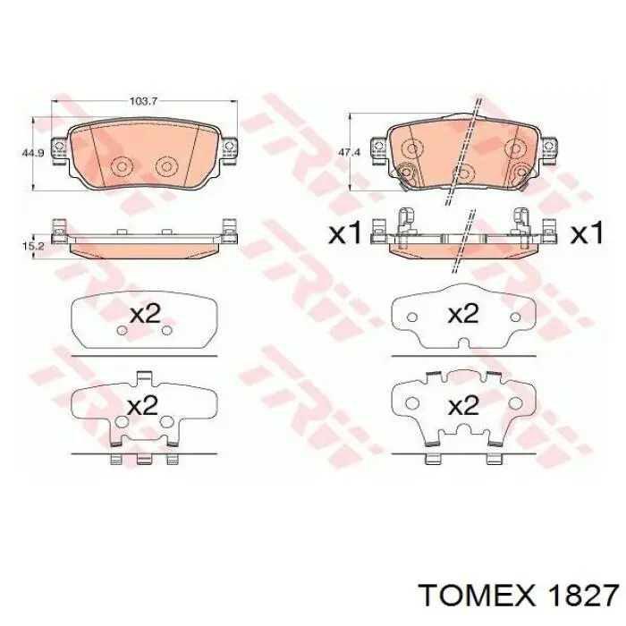 Колодки дисковые  Tomex 1827 цена, от 23.11 USD