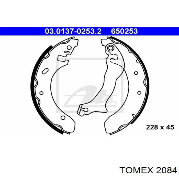 2084 Tomex Барабанные тормозные колодки