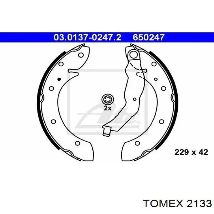 2133 Tomex колодки тормозные задние барабанные