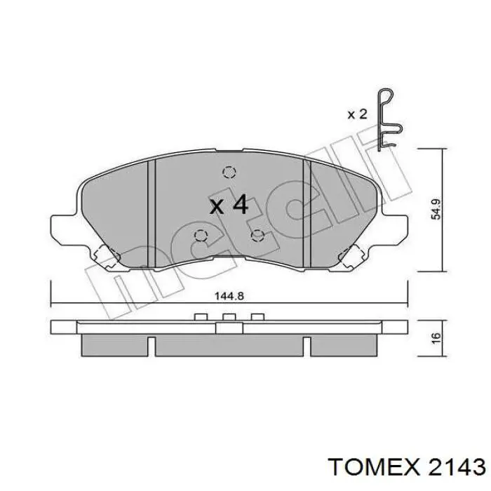 Задние барабанные колодки 2143 Tomex