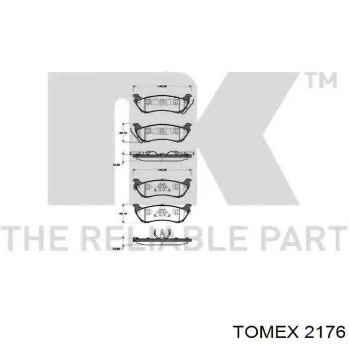 Тормозные колодки стояночного тормоза Tomex 2176 цена, от 14.41 USD