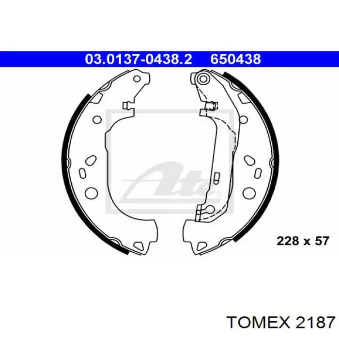 Задние барабанные колодки 2187 Tomex