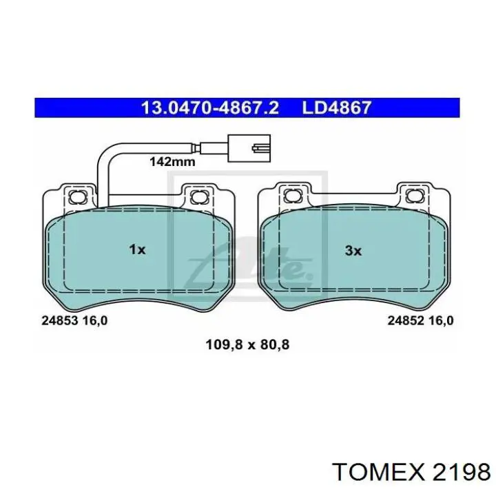 2198 Tomex Барабанные тормозные колодки