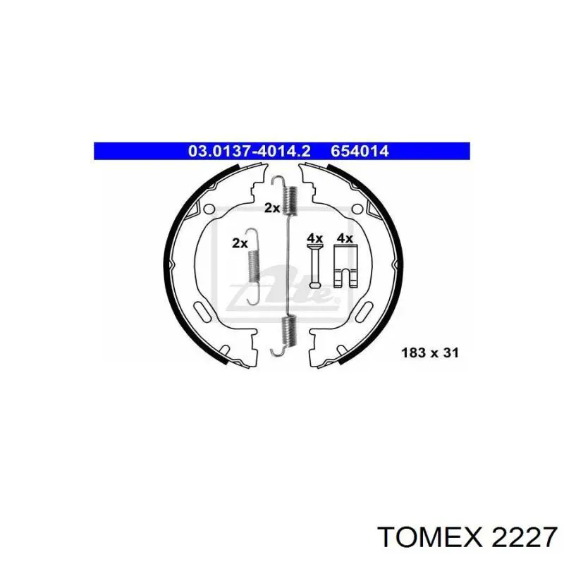 Тормозные колодки стояночного тормоза Tomex 2227 цена, от 25.34 USD
