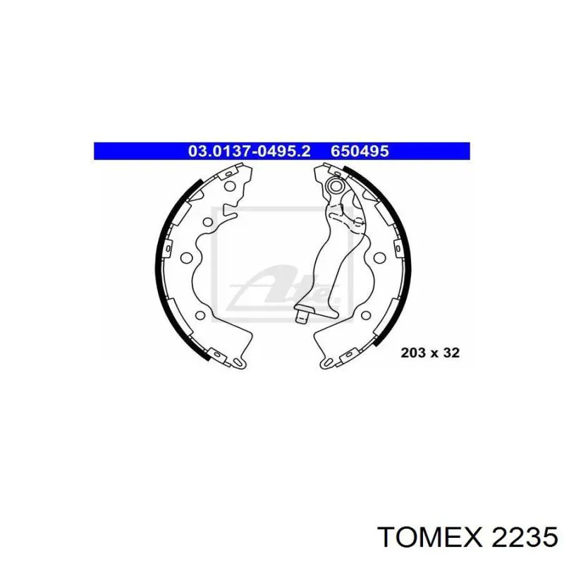 2235 Tomex Барабанные тормозные колодки