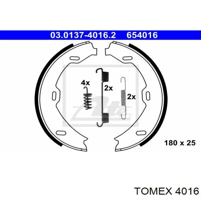 Монтажный комплект задних барабанных колодок 4016 Tomex