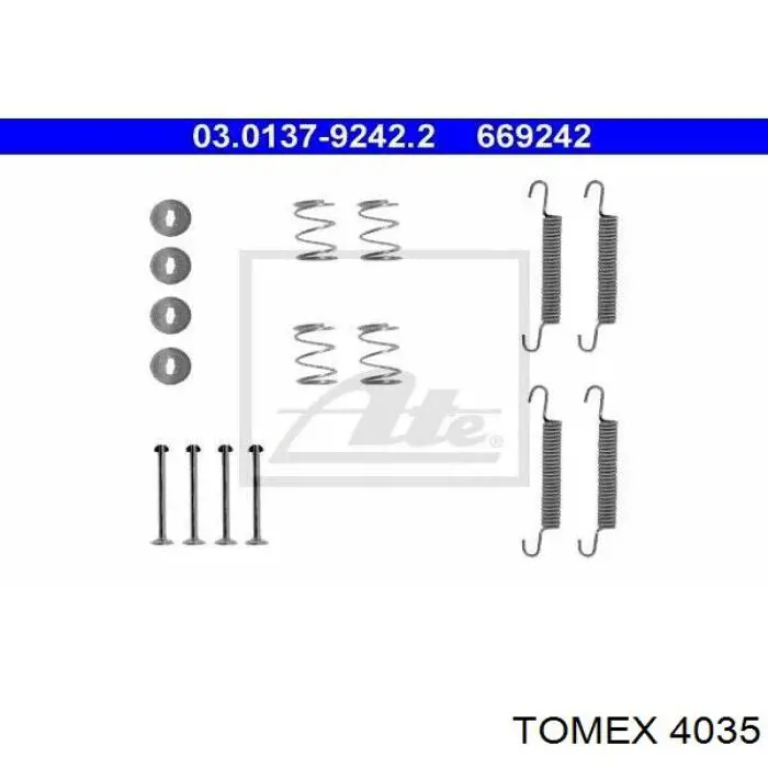 40-35 Tomex монтажный комплект задних барабанных колодок