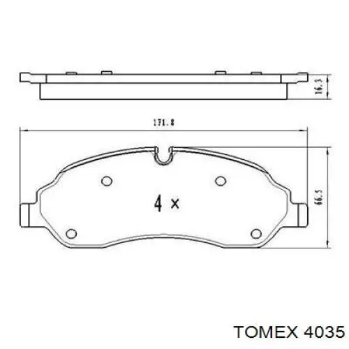 Установочный комплект задних барабанных колодок Tomex 4035 цена, от 3.82 USD