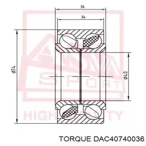 Комплект подшипника ступицы колеса Torque DAC40740036 цена, от 17.29 USD