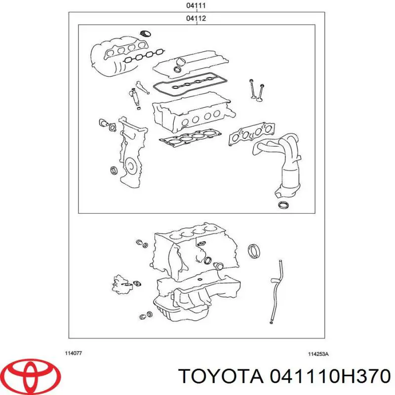 Комплект прокладок двигателя 041110H370 Toyota