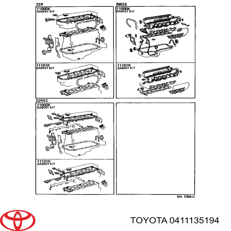 Kit de vedantes de motor completo Toyota 0411135194 preço, a partir de  