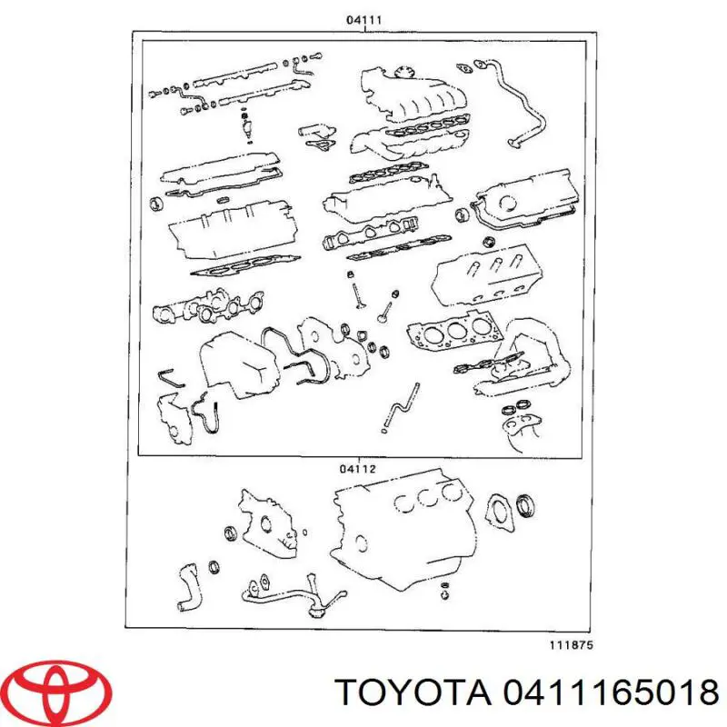 0411165018 Toyota Комплект прокладок на двигатель