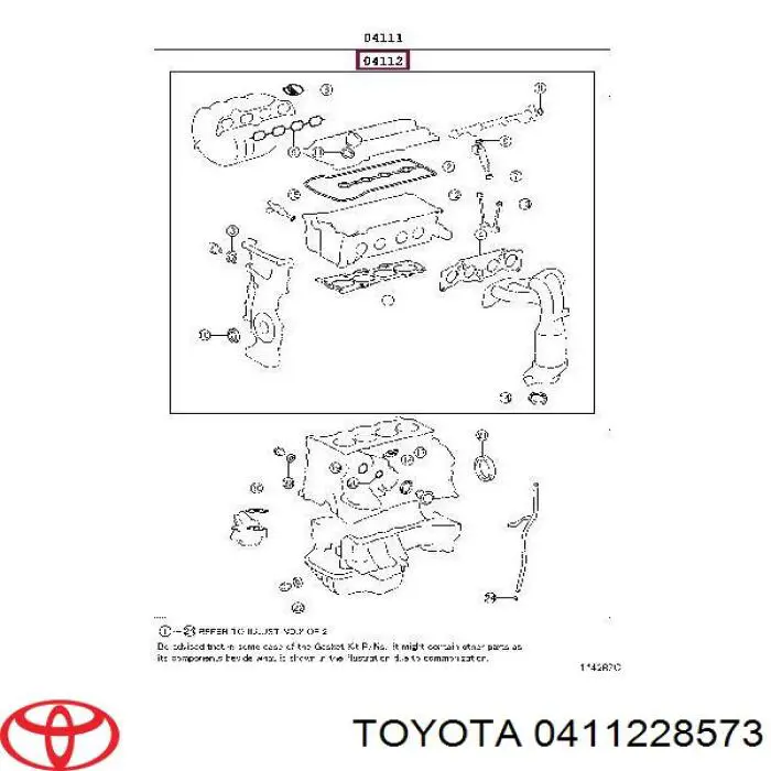 411228573 Toyota комплект прокладок двигателя верхний