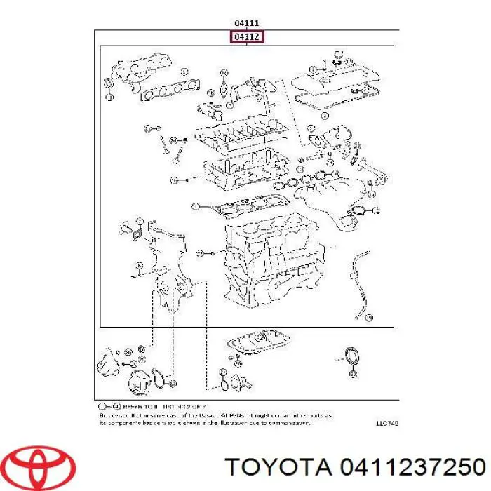 411237250 Toyota комплект прокладок двигателя верхний