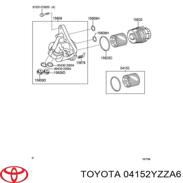 04152YZZA6 Toyota Масляный фильтр двигателя