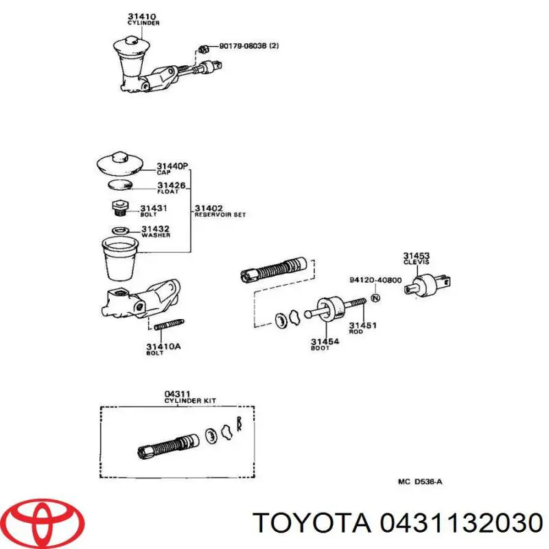 Купить 0431132030 Toyota Ремкомплект главного цилиндра сцепления