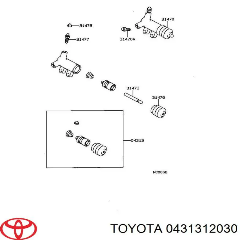 431312030 Toyota cilindro de trabalho de embraiagem