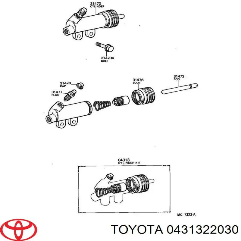 Ремкомплект рабочего цилиндра сцепления на Toyota Corolla 