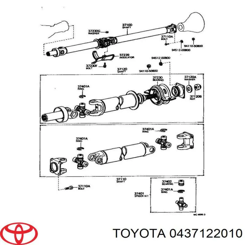 Крестовина карданного вала заднего 0437122010 Toyota