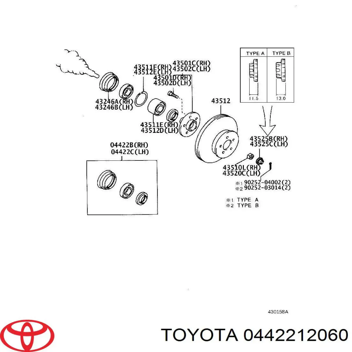 0442212060 Toyota сальник передней ступицы