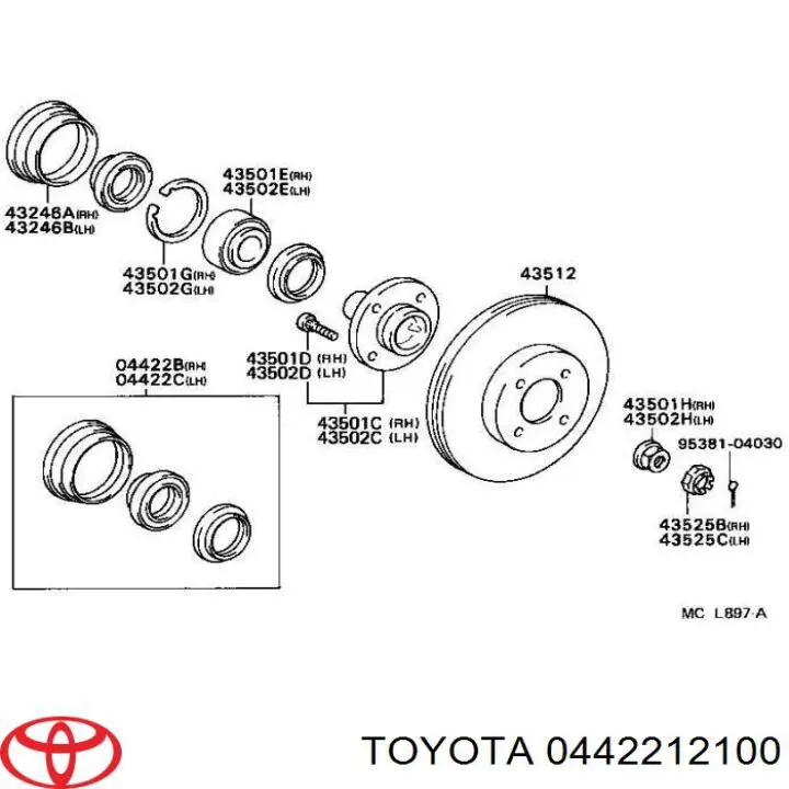 Сальник передней ступицы Toyota 0442212100