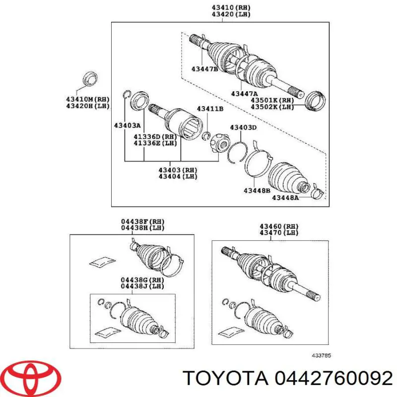 0442760092 Toyota пыльники шрусов передней полуоси, комплект