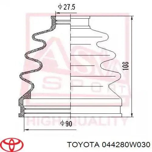 Пыльник ШРУСа внешний, левый Toyota 044280W030 цена, от 102.34 USD