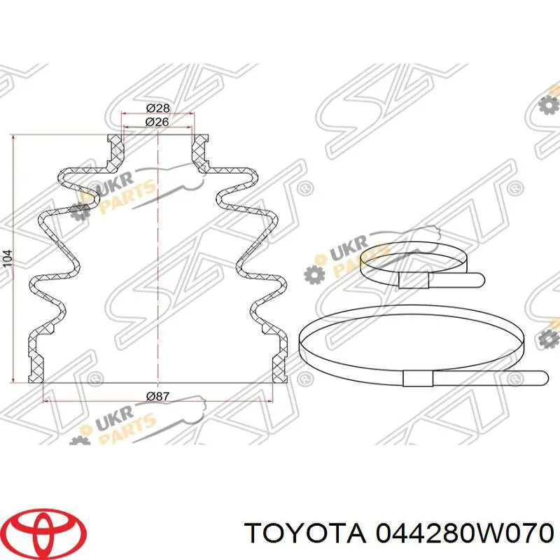 044280W070 Toyota Пыльник ШРУСа наружный, правый