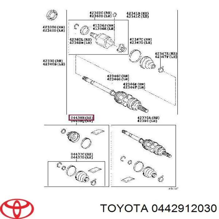 Botas de proteção de Juntas homocinéticas do semieixo traseiro, kit para Toyota RAV4 (A3)