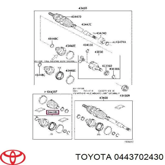0443702430 Toyota bota de proteção externa de junta homocinética do semieixo dianteiro