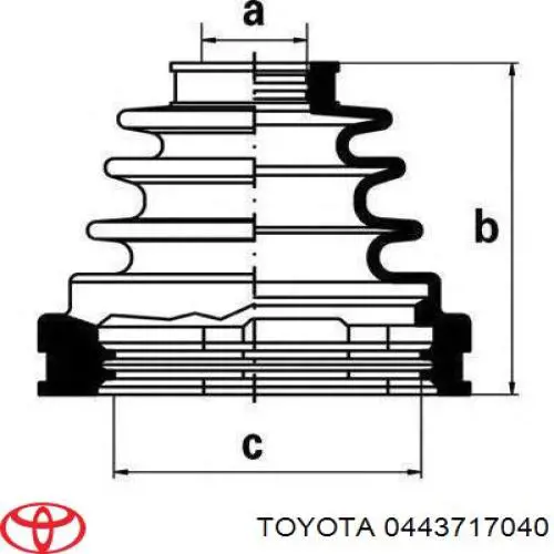 Fuelle, árbol de transmisión delantero exterior 0443717040 Toyota