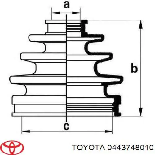 0443748010 Toyota bota de proteção externa de junta homocinética do semieixo traseiro