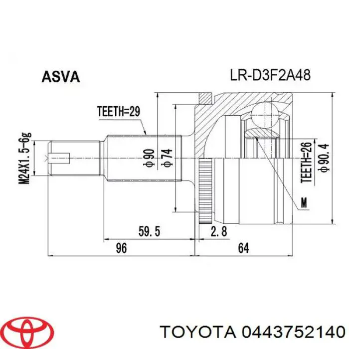 0443752140 Toyota пыльник шруса передней полуоси внутренний правый