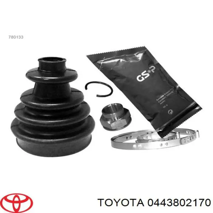 0443802170 Toyota botas de proteção de juntas homocinéticas do semieixo dianteiro, kit