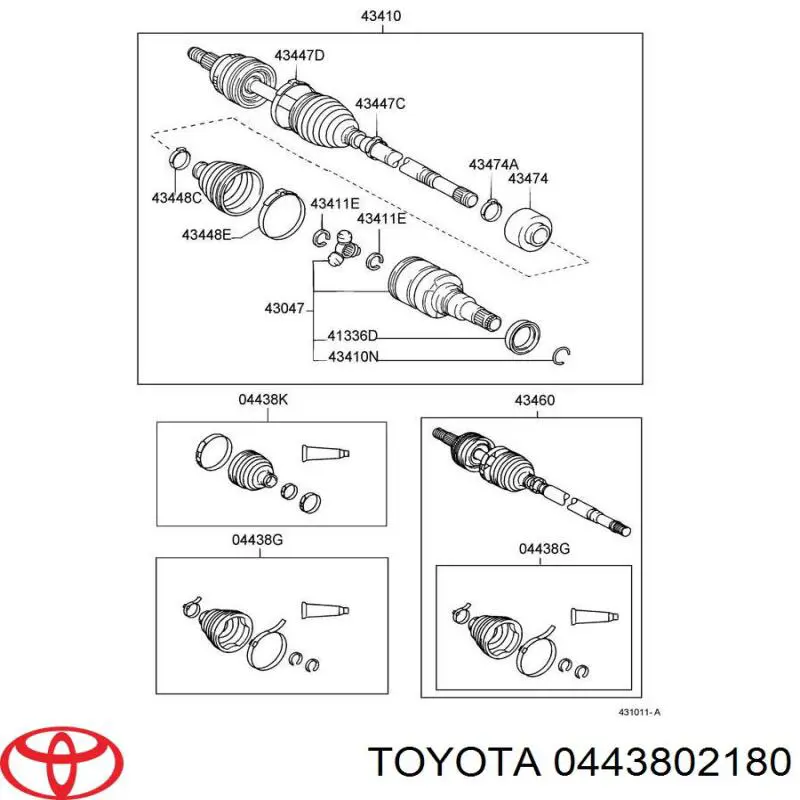 Пыльник ШРУСа внутренний 0443802180 Toyota