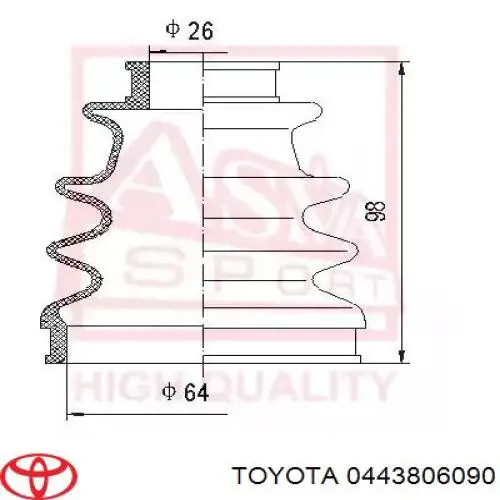 Пыльник ШРУСа наружный 0443806090 Toyota