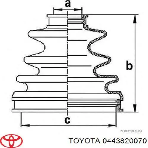 Fuelle, árbol de transmisión delantero exterior 0443820070 Toyota