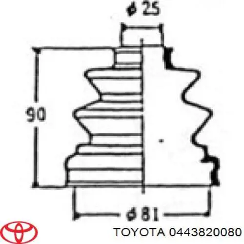 Купить 0443820080 Toyota Пыльник гранаты внутренний, передней полуоси