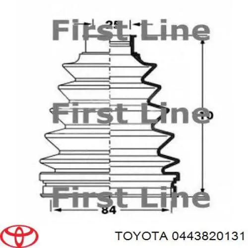 Пыльники ШРУСов передней полуоси, комплект Toyota 0443820131 цена, от 10.52 USD
